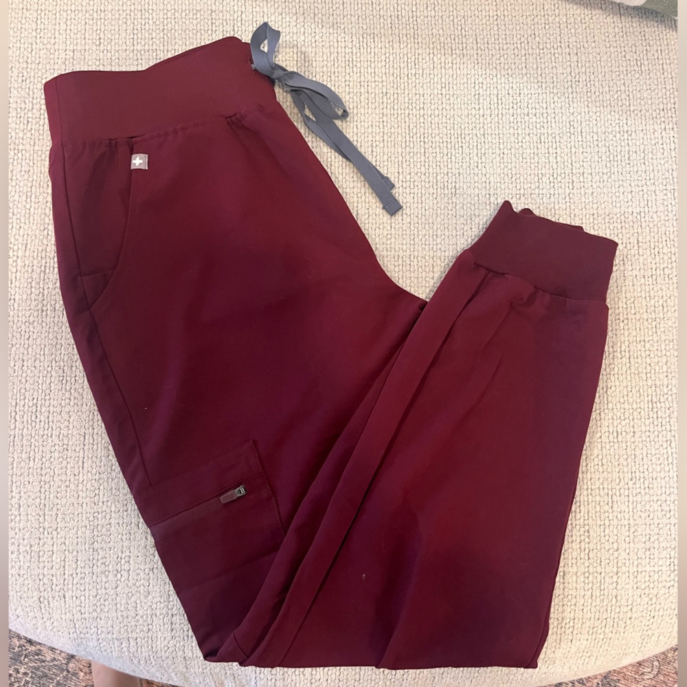 Burgundy FIGS Zamora jogger scrub pants